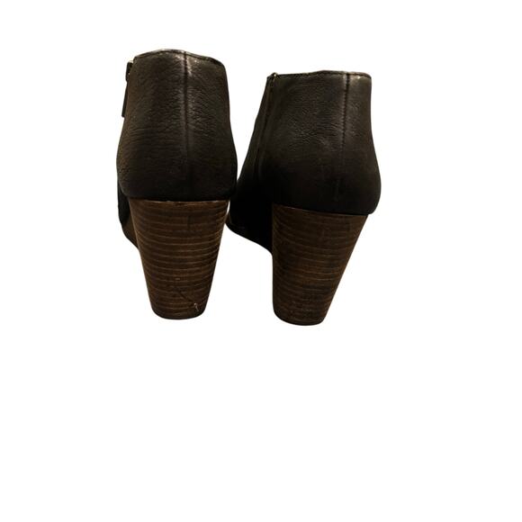 Lucky Brand Peep Toe Wedge Bootie Sz 8M Black Leather Jaspah Style - Picture 4 of 5